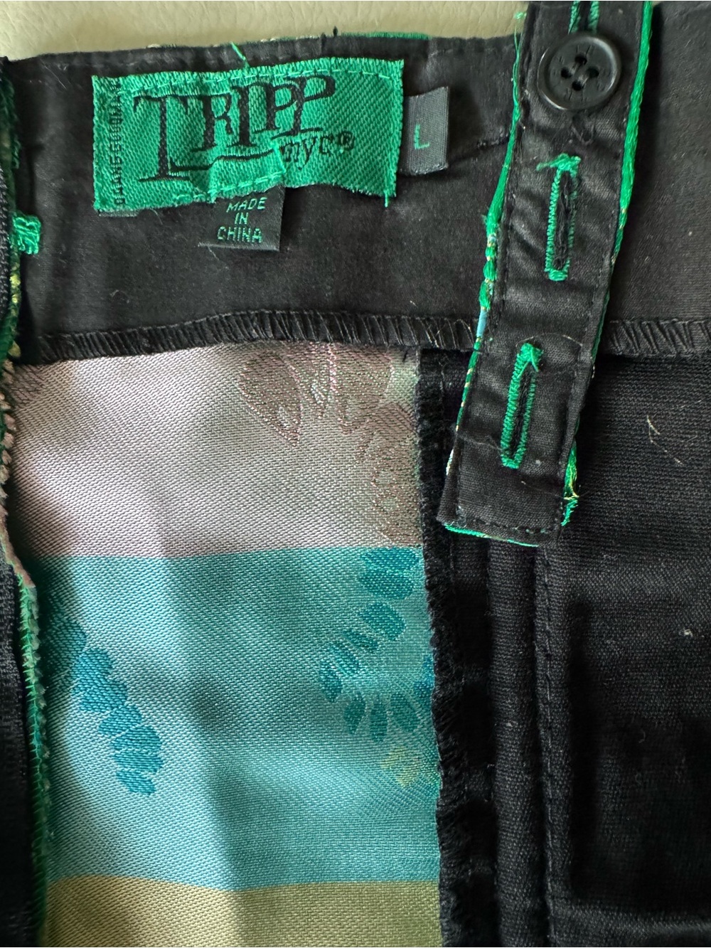 Tripp NYC Green Satin Brocade Lace-Up Bustier Top - Picture 3 of 3